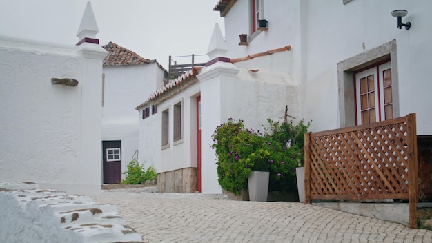 White mediterranean city street with oriental exterior peaceful travel town