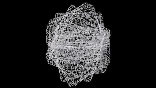 Белая сетка черный фон Абстрактная иллюстрация 3d рендеринг