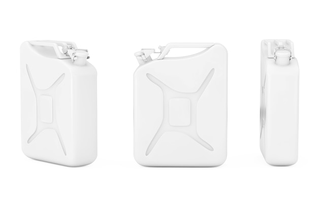 White Metal Jerrycan with Free Space for Yours Design on a white background. 3d Rendering