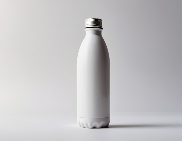 White metallic bottle mockup