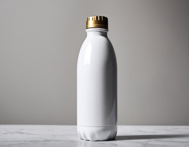 White metallic bottle mockup