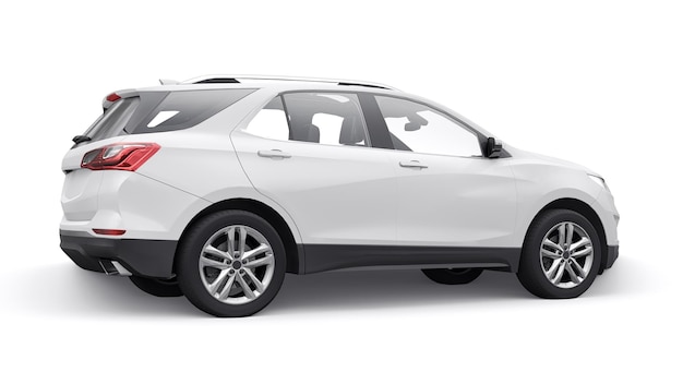 white midsize city suv for a family on a white background 3d rendering