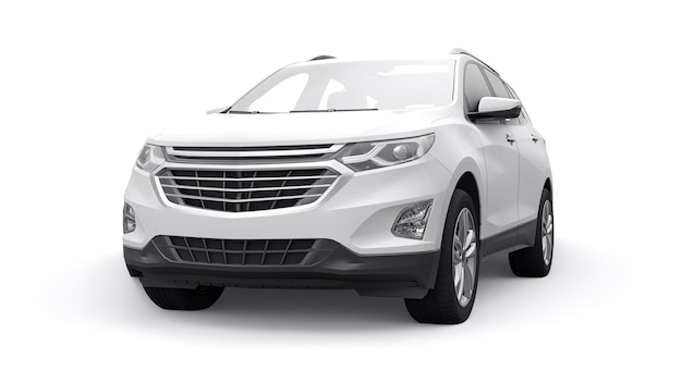 White midsize city SUV for a family on a white background 3d rendering