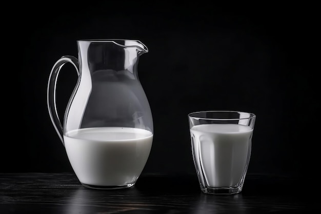 White Milk Jug and Glass Set Generative AI