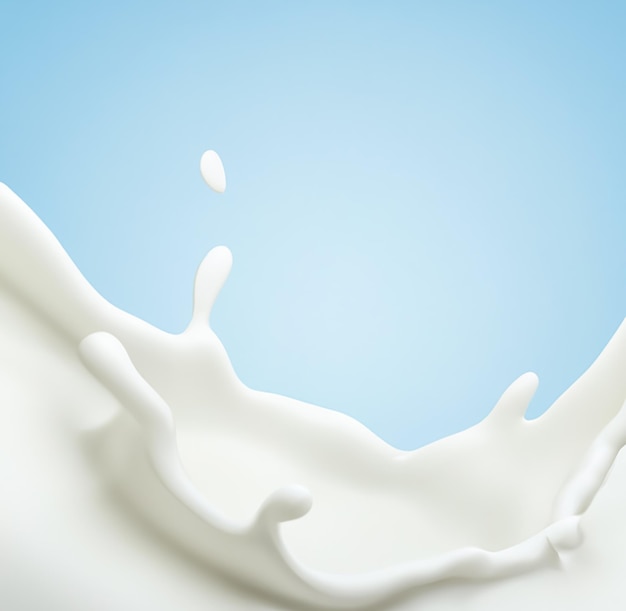 White milk splash on blue background milky cream or cosmetic skincare lotion texture Generative Ai