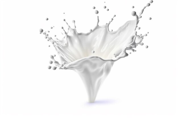 写真 白い背景に分離された白い牛乳のスプラッシュgenerative ai