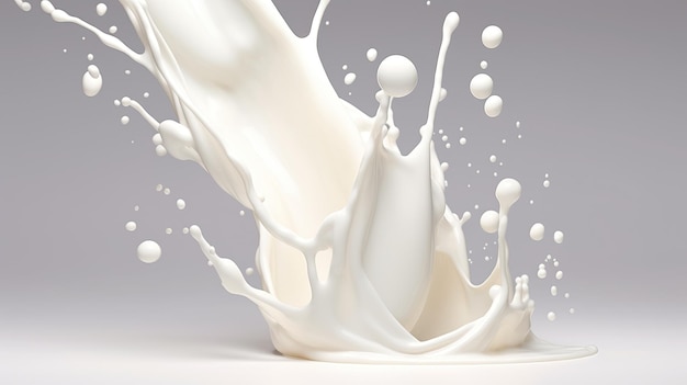 White milk splash with splatters on clean background