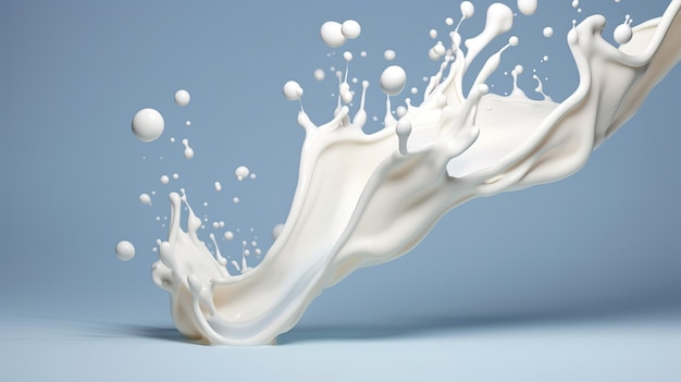 White milk splash with splatters on clean background