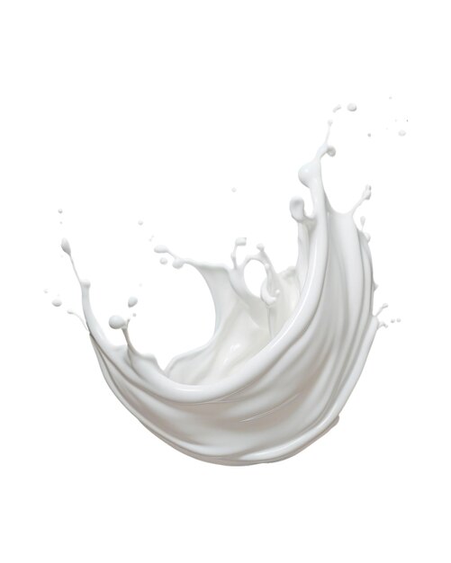 Foto polvere bianca di latte con schizzi e gocce isolate su uno sfondo trasparente circolo di latte
