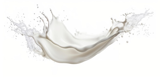 Photo a white milk wave splash with splatters and drops provided as a cutout on a background