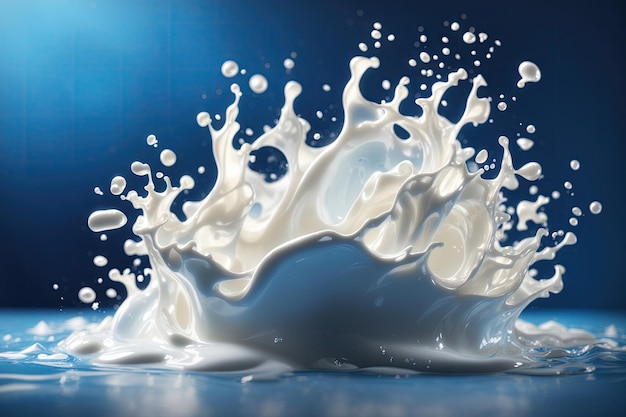 White milk or yogurt splash in wave shape ai generative