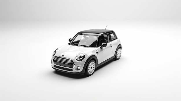 White mini sport car on white backgroundGenerative ai