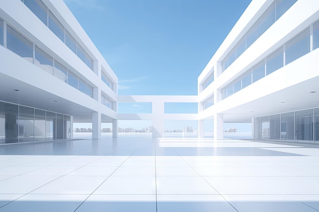 White minimal architecture building background empty wide space for mock up concrete Generative Ai