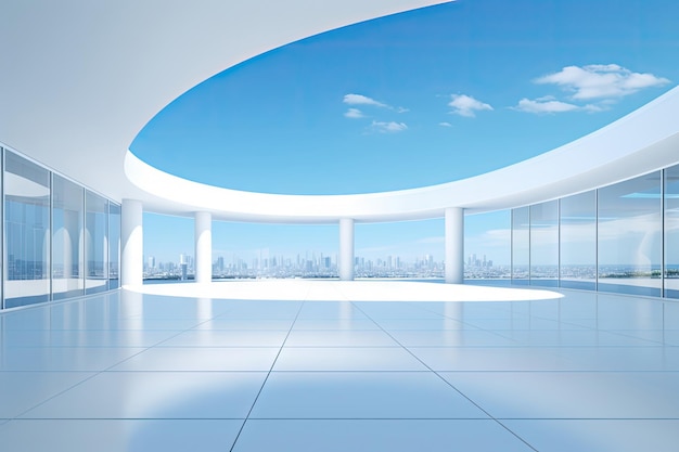 白い最小限の建築建物の背景のモックアップコンクリート生成 Ai のための空の広いスペース