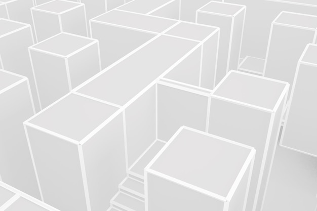 White minimal geometry background with maze