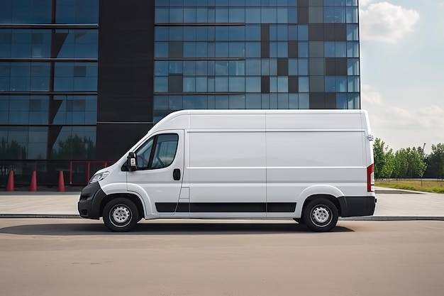 Foto minivan bianchi su strada minivan auto veicolo sul vialetto trasporto europeo di furgoni trasporto logistico auto con autista su autostrada