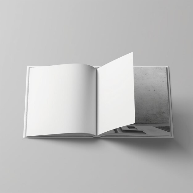 Photo a white mockup of the book is open to a page