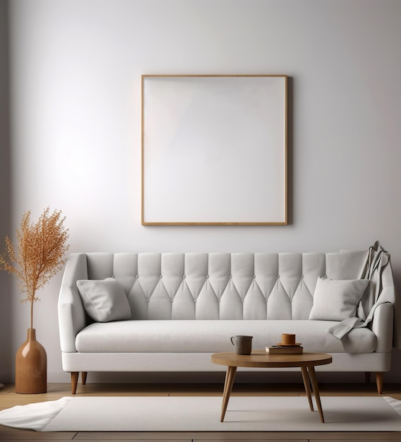 A white mockup canvas on wall