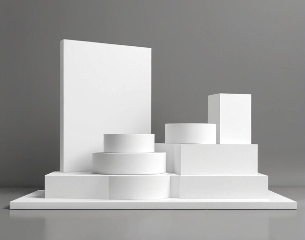 a white model of a building with a white base