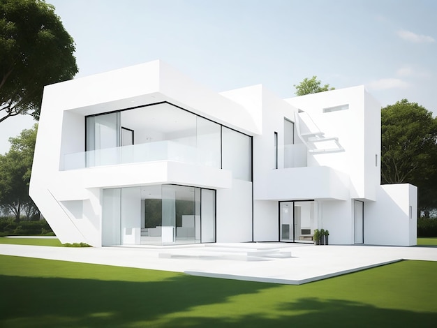 Photo white modern contemporary design building real estate