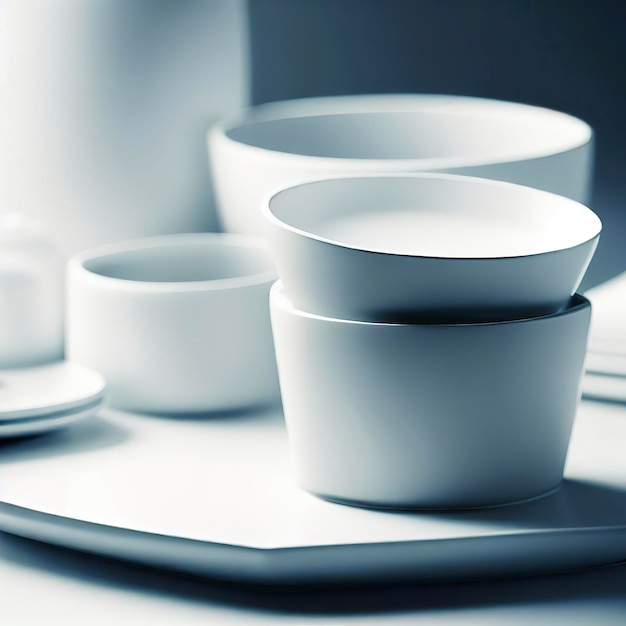 White modern dishware