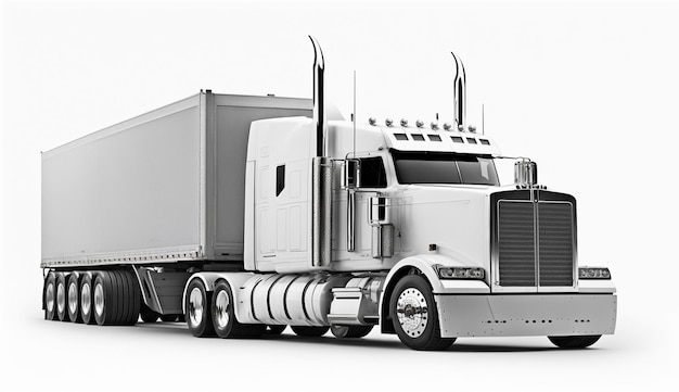 White modern semitrailer truck on a white background