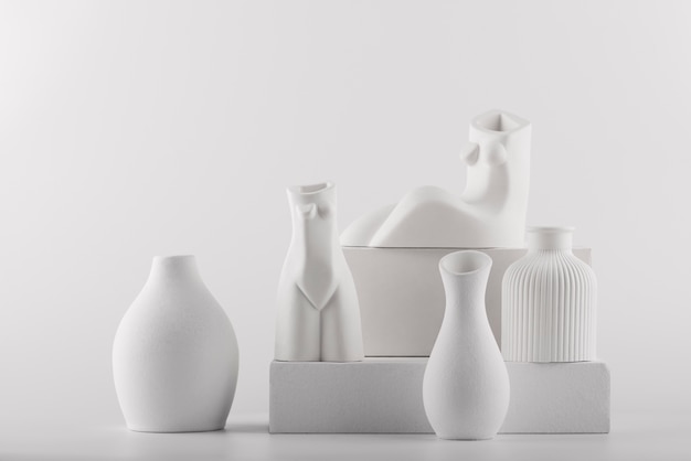 White modern vases arrangement