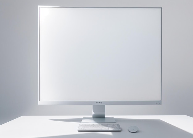 Foto monitor bianco sul tavolo stanza vuota