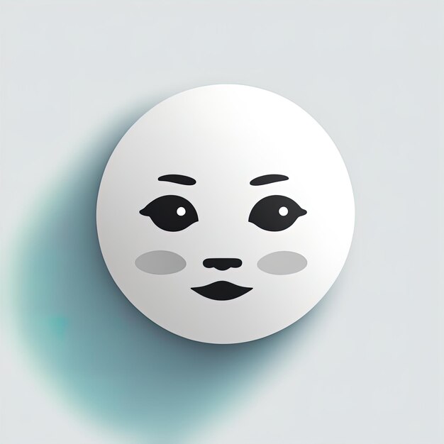 회색 배경 원형 버튼 벡터에 고립된 얼굴 아이콘이 있는 하얀 달아이의 하얀 얼굴