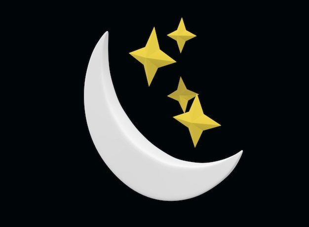 A white moon with gold stars on it