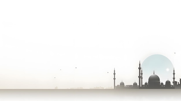 Foto moschea bianca e paesaggio cittadino su sfondo bianco illustrazione su carta vettoriale