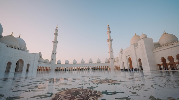 The white mosque in the evening