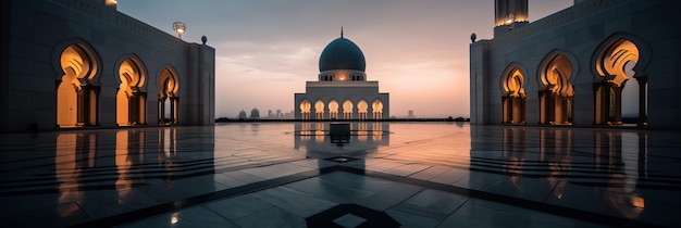 The white mosque in the evening