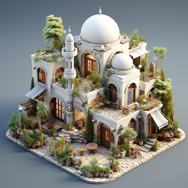 White Mosque with clean pixel art