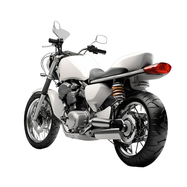 white motorbike from behind isolated on white background