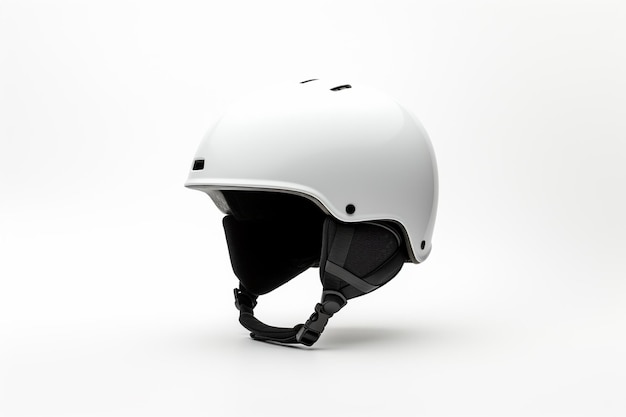Белый мотоциклетный шлем изолирован на белом фоне 3D боковой вид
