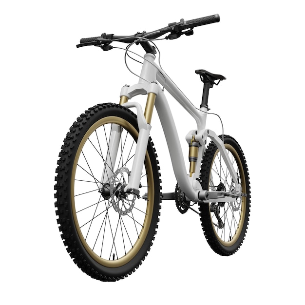 White mountain bike on an isolated white background 3d rendering