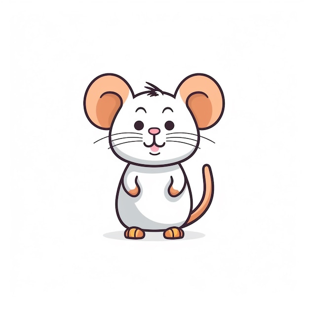 A white mouse with a brown nose and a black nose is standing on a white background.