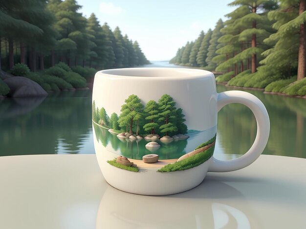 White Mug in 3D