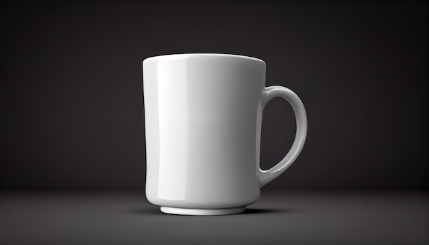 White mug on black background