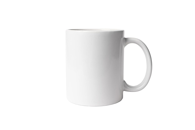 Photo white mug for drinks on a white background. mockup for design. close-up.