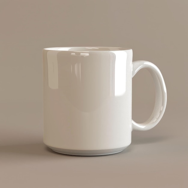 a white mug on a grey surface