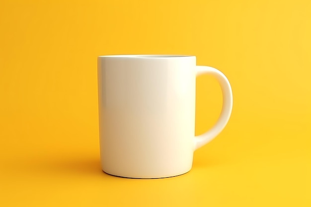 White mug for Mock up on yellow background