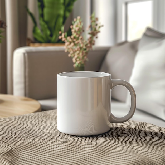 white mug mockup in living room setting ar 11 stylize 250 v 6