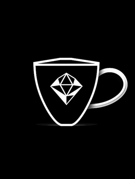 A white mug with a diamond on it