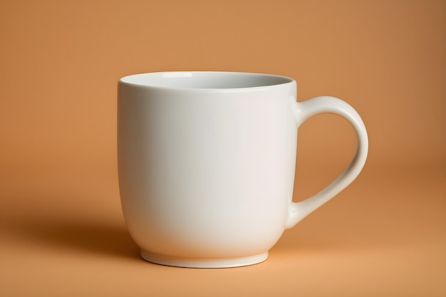 A white mug with a handle that says'coffee'on it