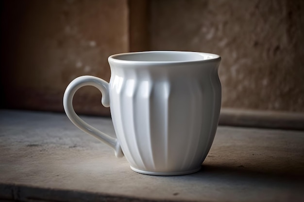 A white mug with a handle that says'i love coffee'on it