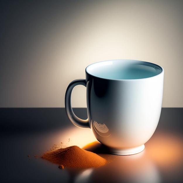 A white mug with a red spice on it