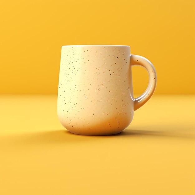 a white mug on a yellow surface