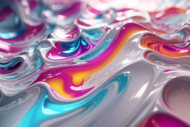 White and neon colors liquid wavy fluid abstract background Trendy technology design backdrop